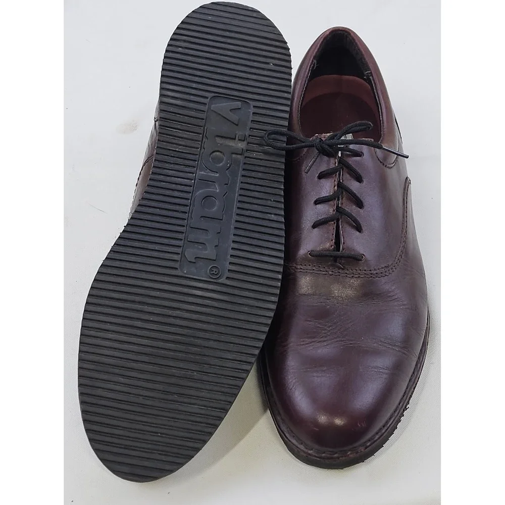 Florsheim Comfortech Mens 12 D‎ Burgundy Leather Oxford Dress Shoes Vibram 70327